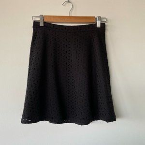 Club Monaco Black Laser Cut Skater Skirt